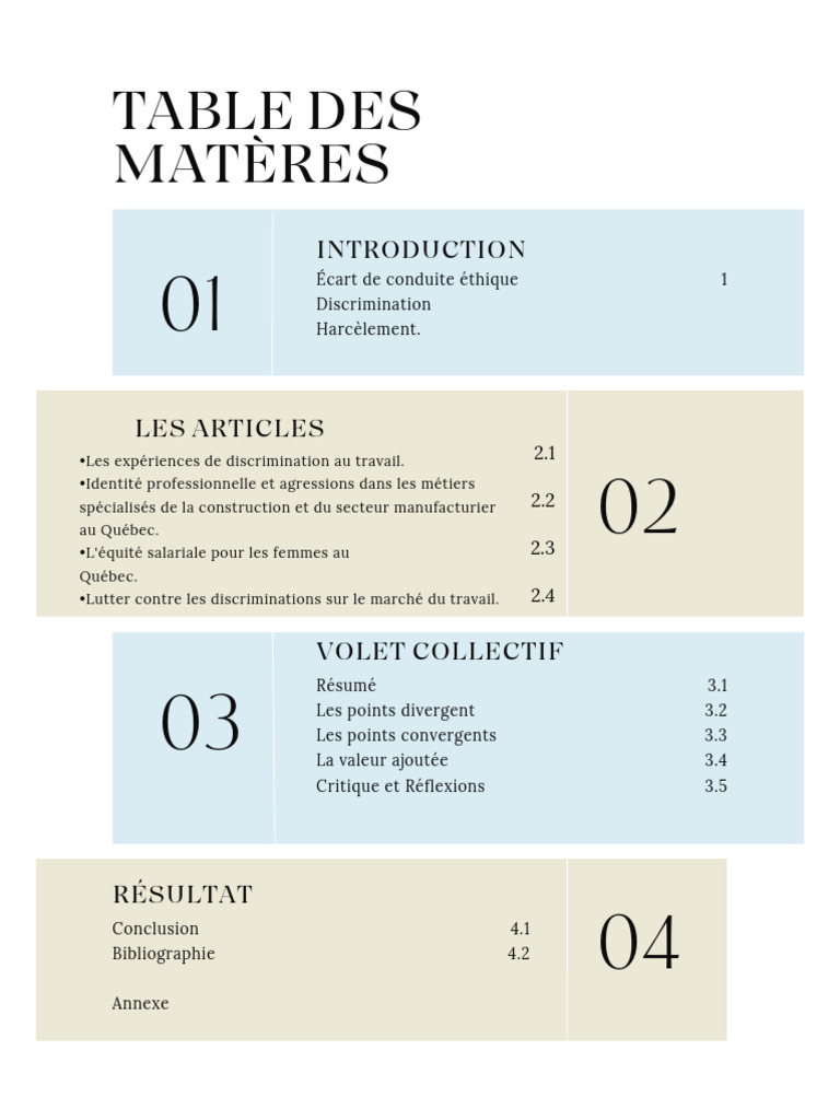 Tables Des Matières | PDF