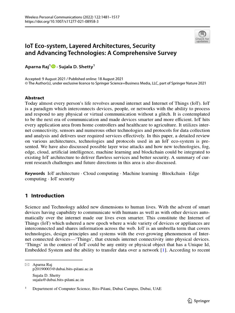 IoT Eco-System, Layered Architectures, Security | PDF | Internet Of ...