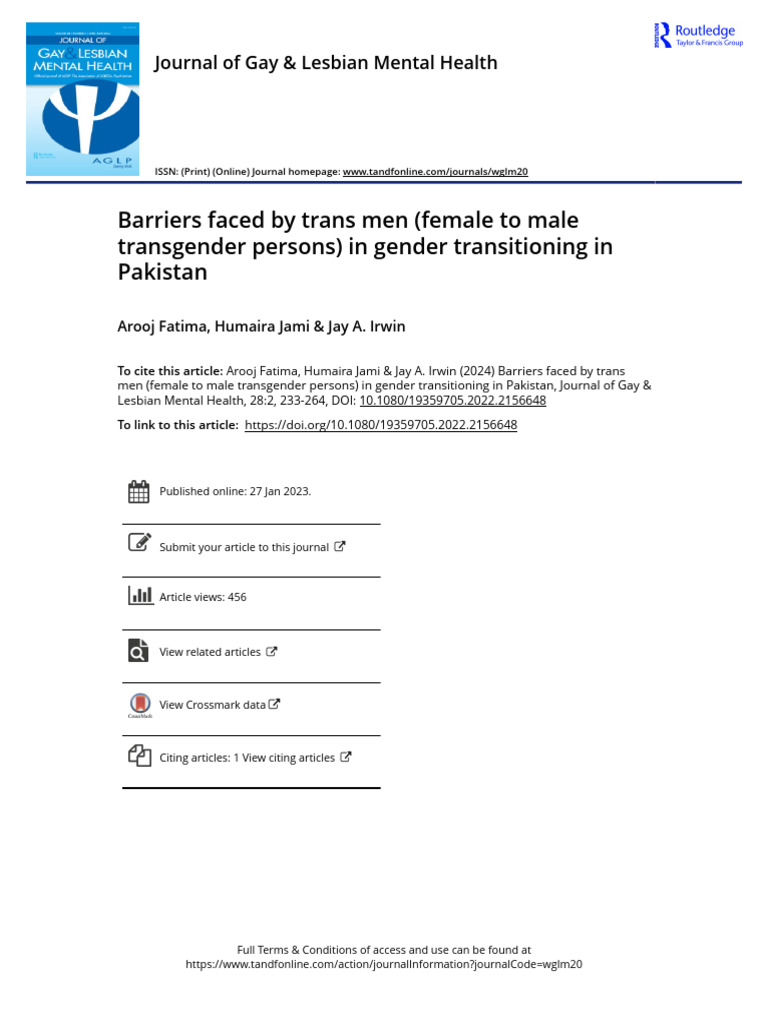 Barriers Faced by Trans Men Female To Male Transgender Persons in ...