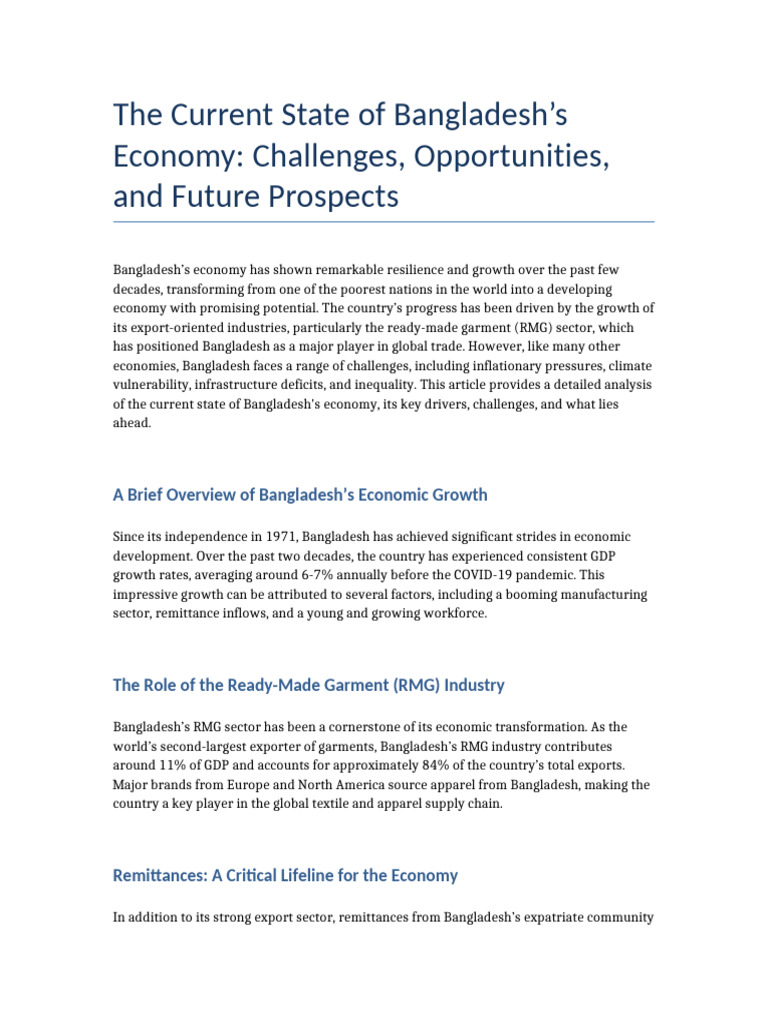 Current Bangladesh Economy | PDF | Economic Growth | Social Science