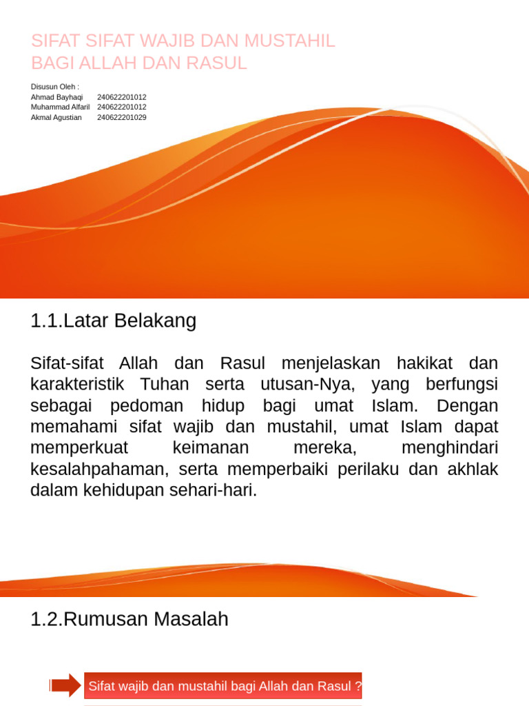 Sifat Sifat Wajib Dan Mustahil | PDF