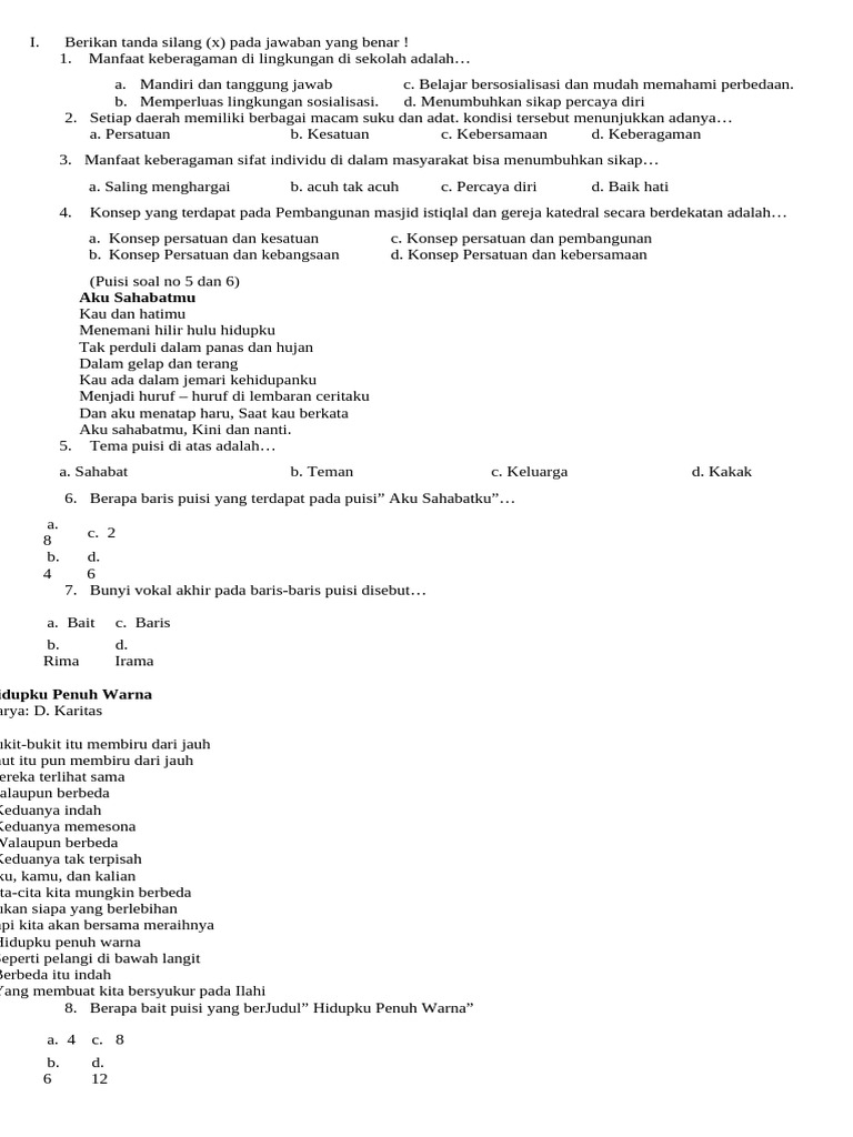 Berikan Tanda Silang | PDF