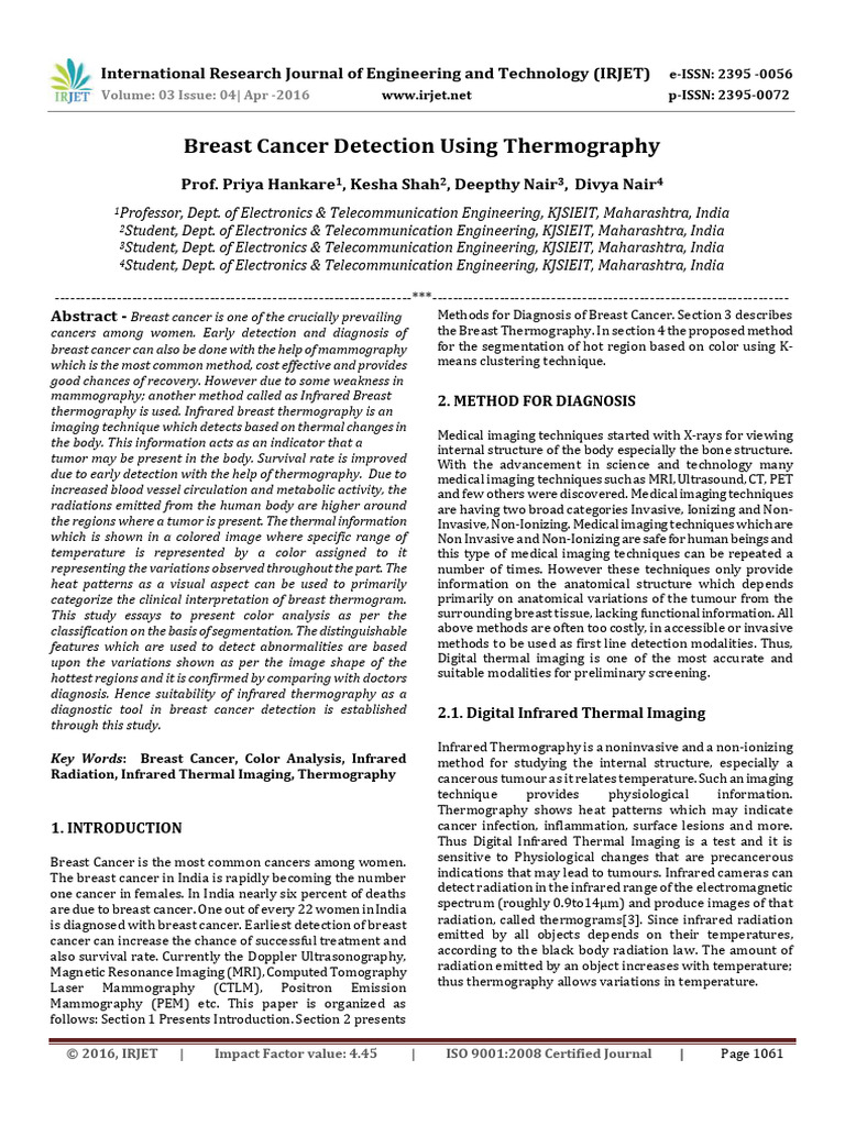 Breast Cancer Detection Using Thermograp | PDF