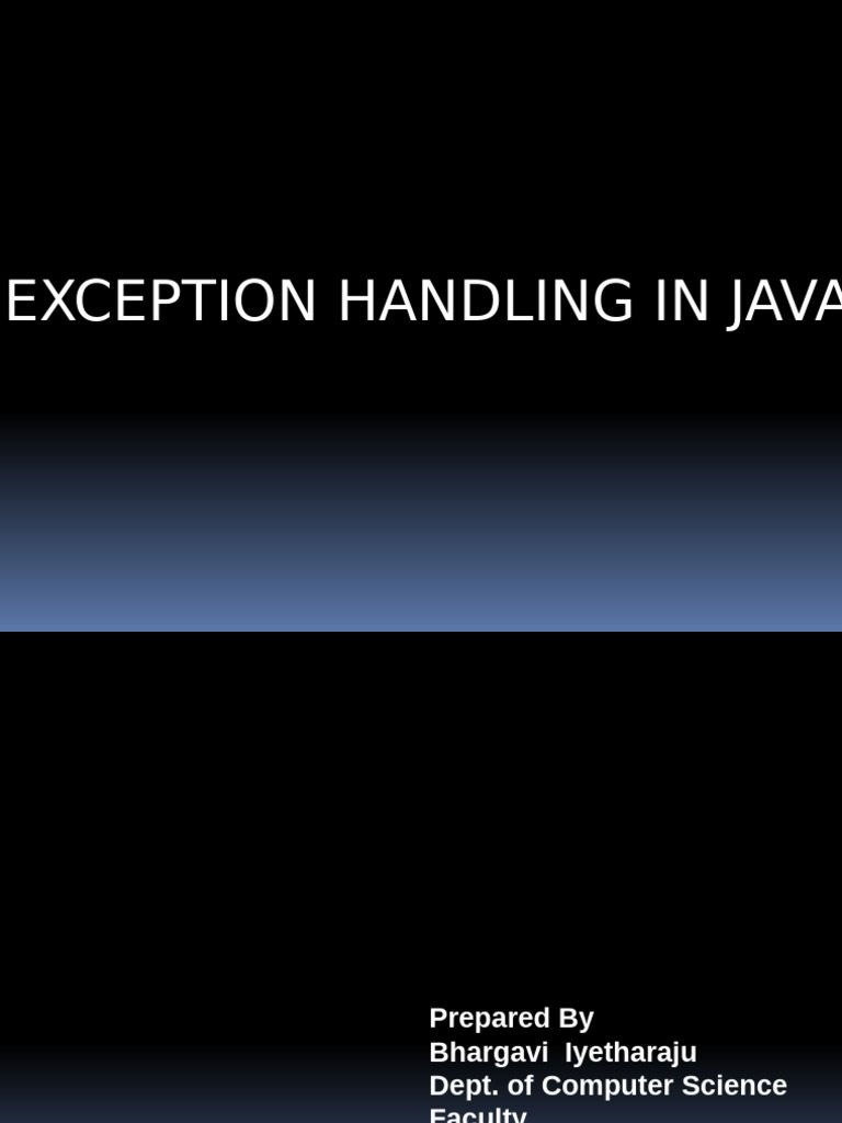 Exception Handling in Java | PDF