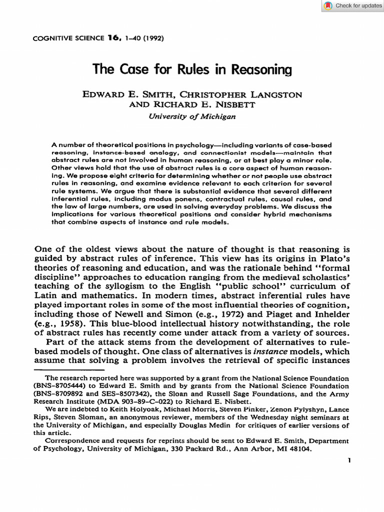 cognitive-science-january-1992-smith-the-case-for-rules-in