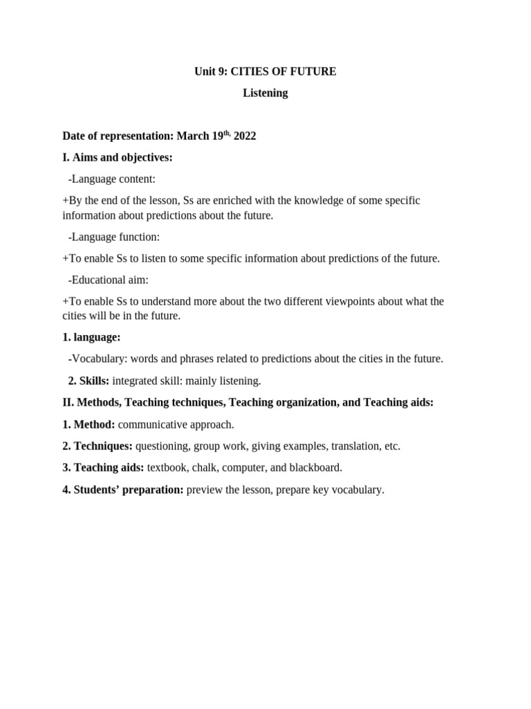 Class 11 Unit 9 Listening | PDF