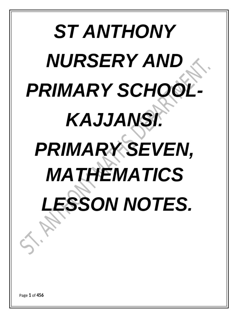 P.7 Maths Notes | PDF