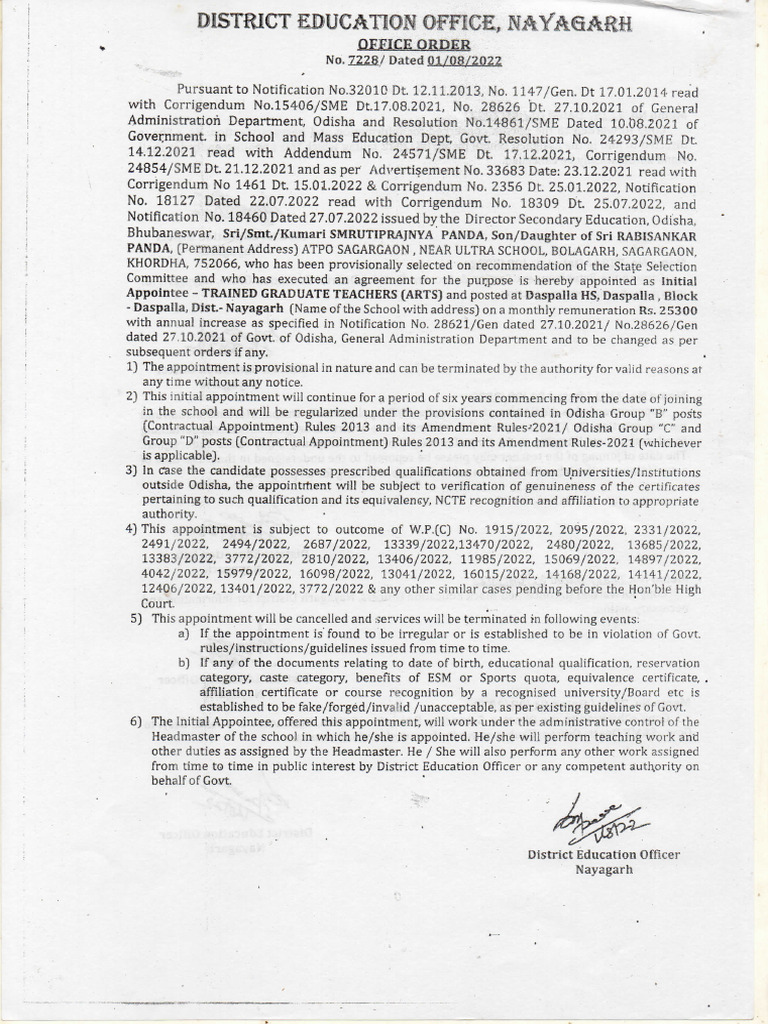 Office Order Sample | PDF