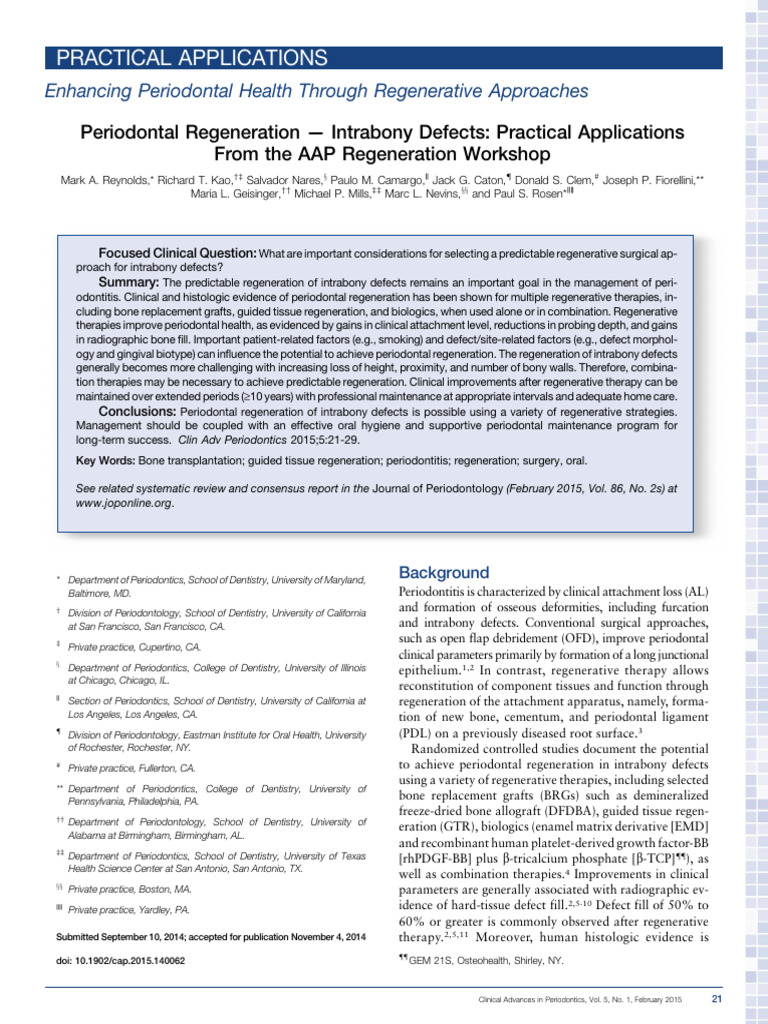 實用版reynolds2015 Periodontal Regeneration - Intrabony Defects Practical ...
