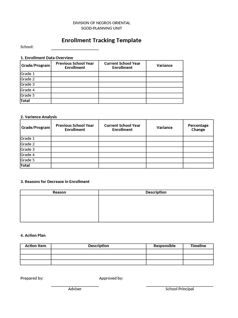 Enrollment Tracker Template PDF