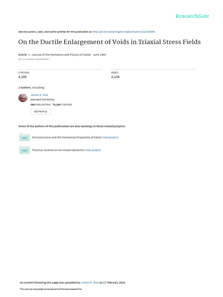 Ductile Void Enlargement in Stress Fields | PDF | Stress (Mechanics ...