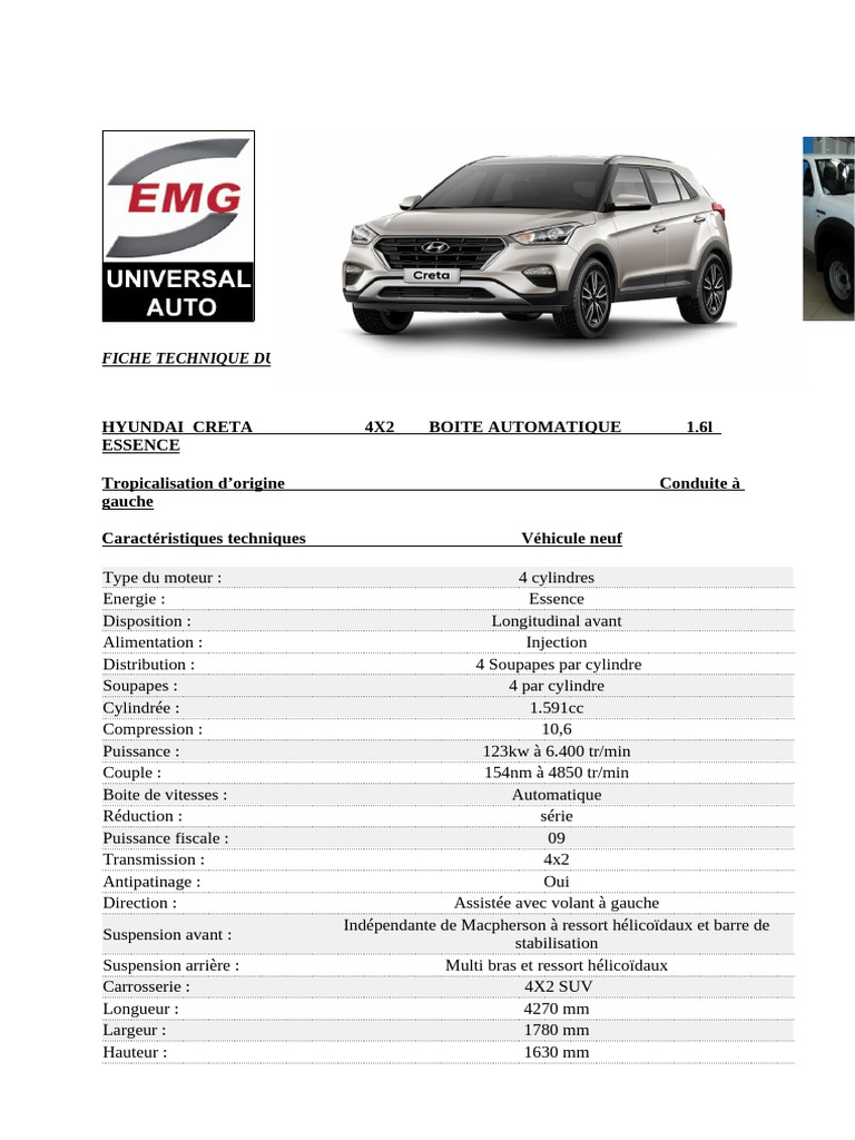 Fche Technique HYUNDAI CRETA | PDF