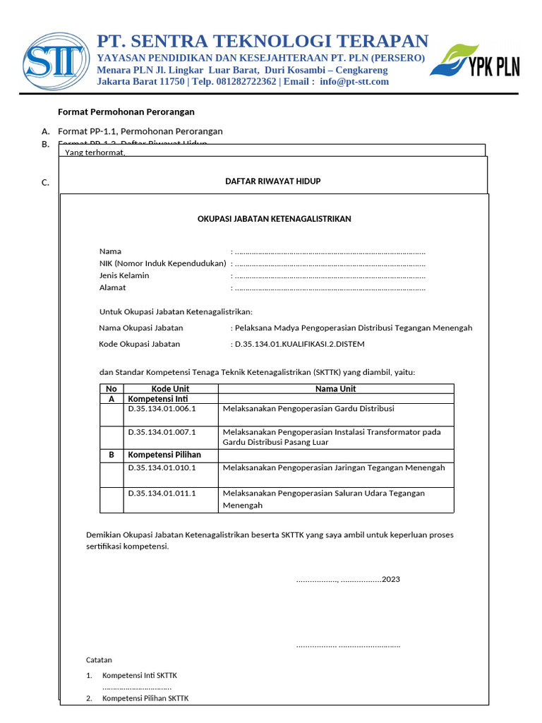 FORMAT PENDAFTARAN PP 1.1 - PP 1.4 ASLI Uji Baru | PDF