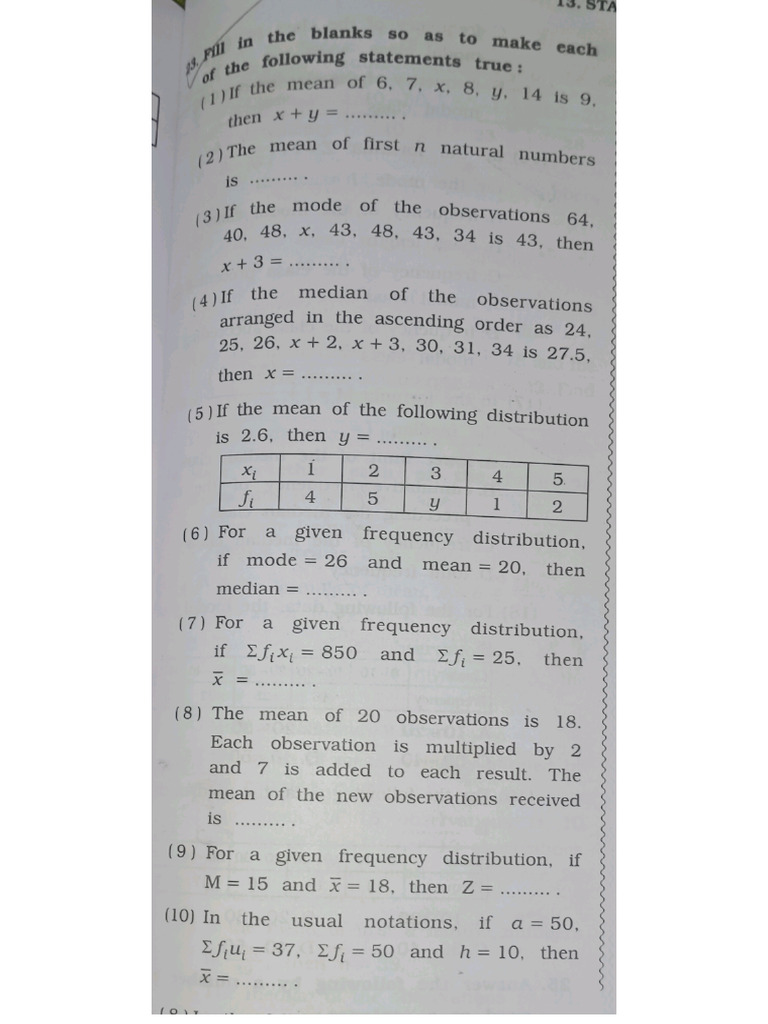 Practice Sums Chapter Statistics | PDF