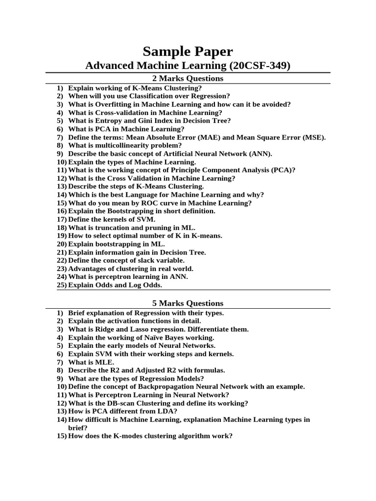 Sample Question AML | PDF