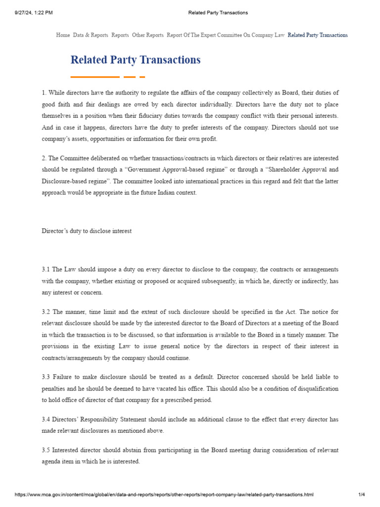 Expert committee report extract related party transactions pdf