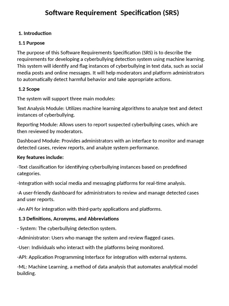 Software Requirement Specification Major Project | PDF