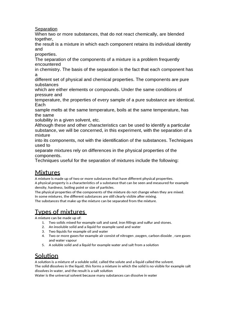 Separation Notes by Madyambwa | PDF