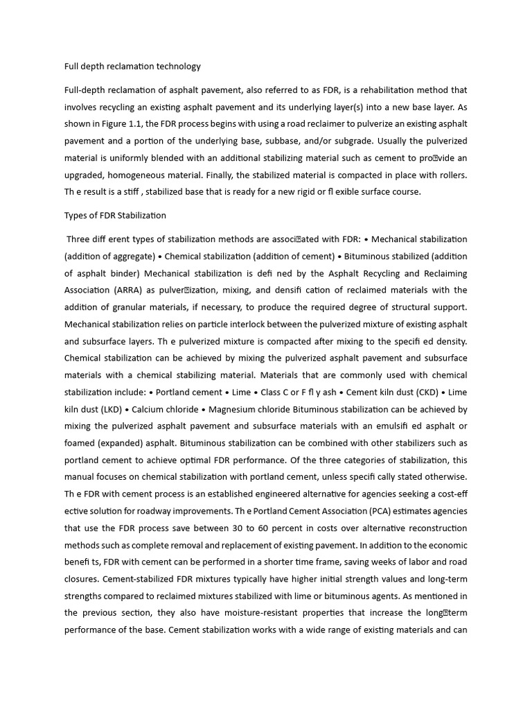 Full Depth Reclamation Technology | PDF