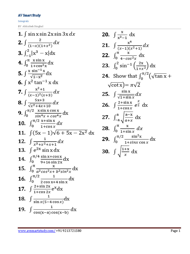 Integrals1st 90 Set | PDF