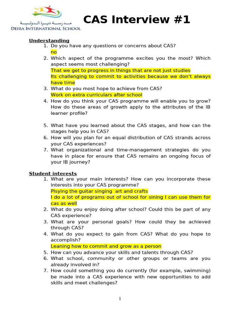 CAS Interview 1 | PDF