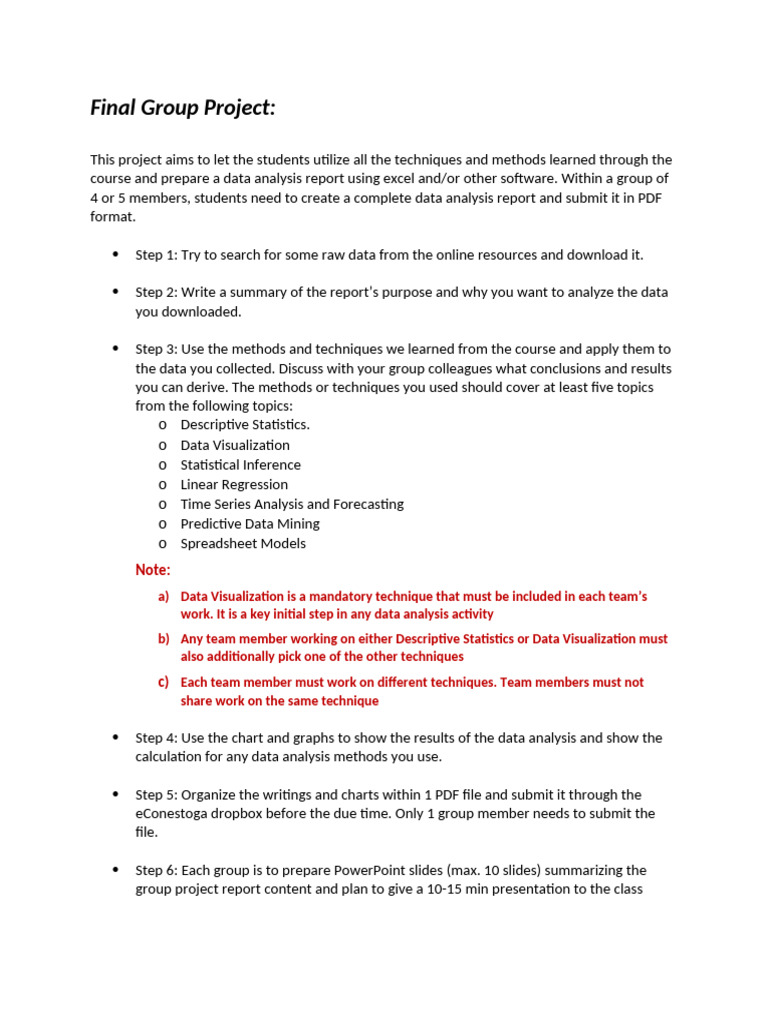 Final Group Project Data Analysis Guide | PDF | Data Analysis | Statistics