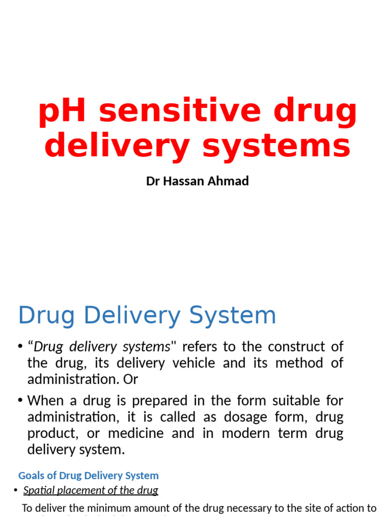 PH Controlled Drug Delivery Systems Sensitive | PDF