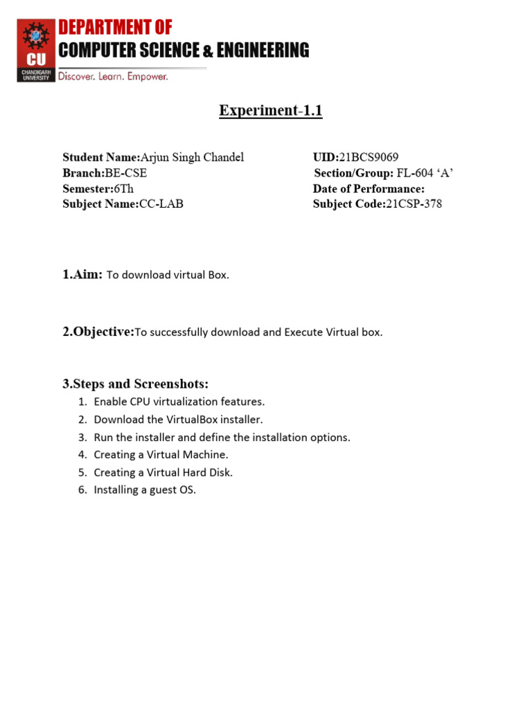 CC Lab - 1 21BCS9069 | PDF