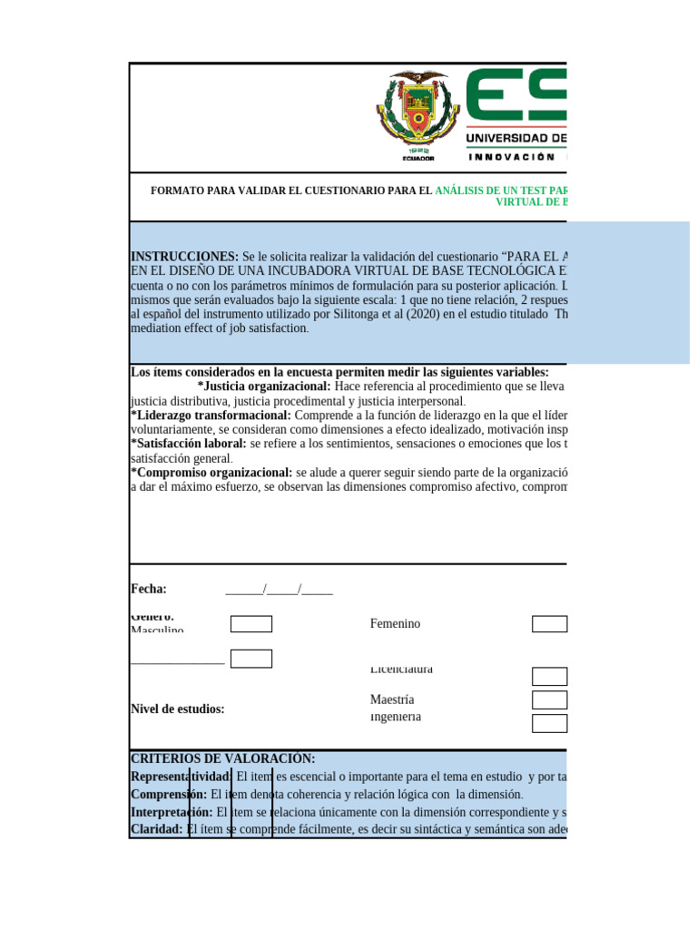 Modelo de Encuesta - Análisis de Test para La Eval. de Criterios | PDF