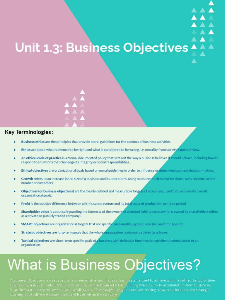 Unit 1.3 - Business Objectives & BM Tool - Updated | PDF