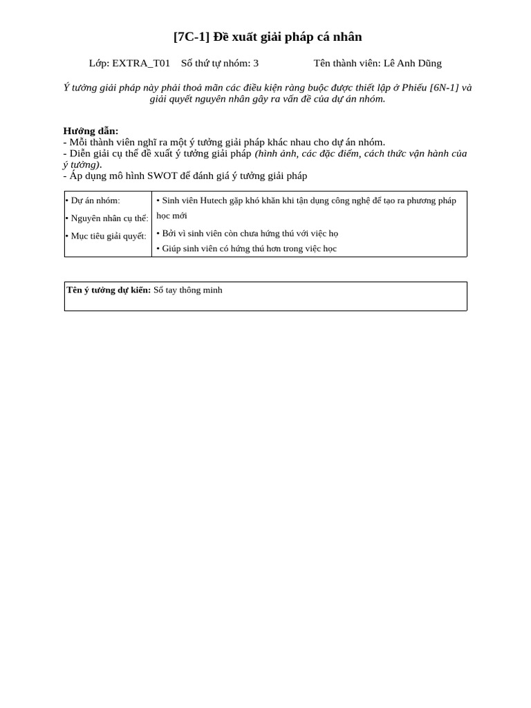 10. (7C-1) Đề xuất giải pháp cá nhân1 1 11 | PDF