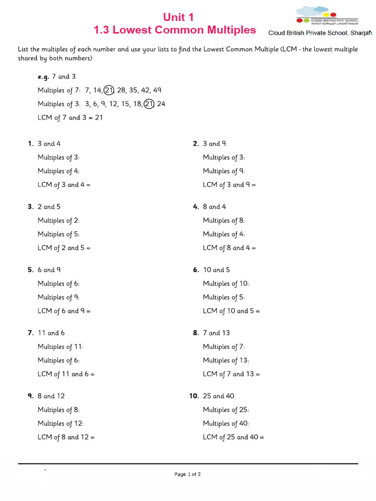 Unit 1 (1.3) Worksheet | PDF