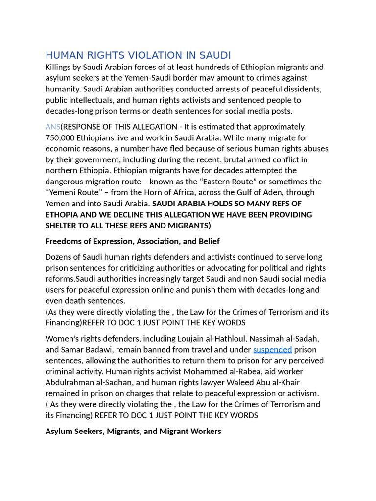 Human Rights Violation in Saudi | PDF