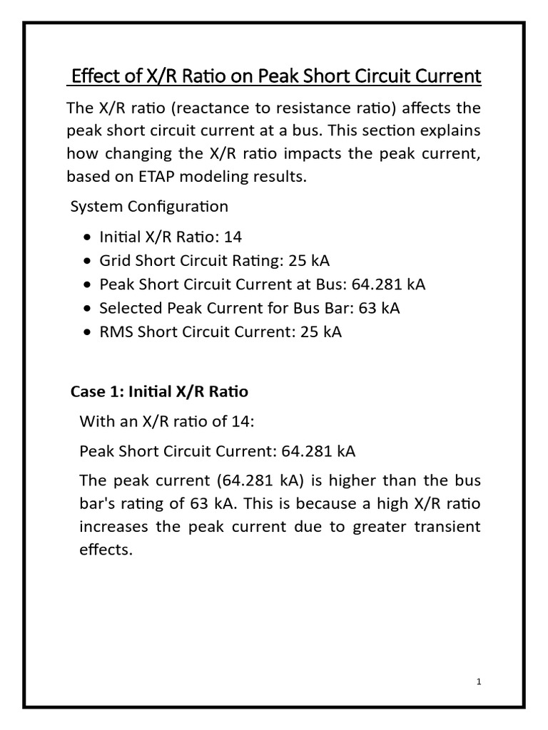 Effect of X_R Ratio on Peak Short Circuit Current PDF