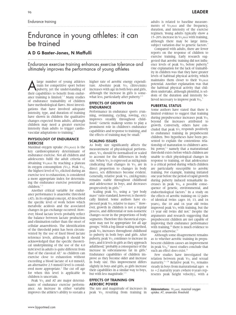 Endurance Training in Children | PDF | Determinants Of Health | Self ...