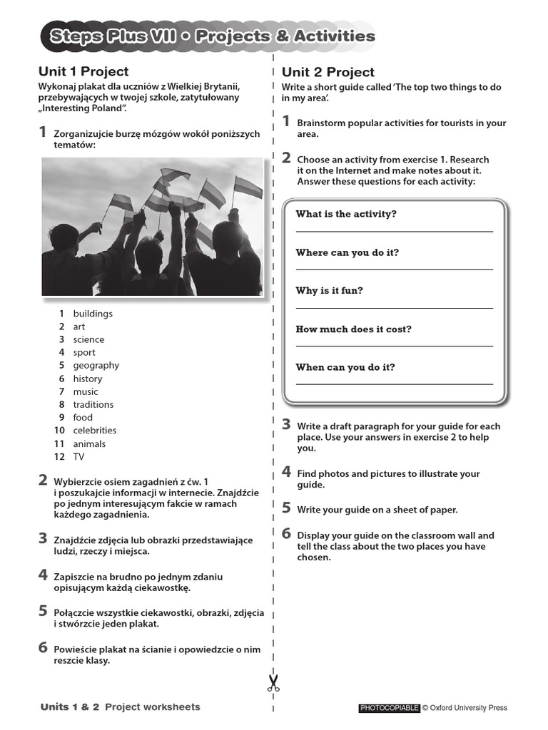 Steps Plus VII - Projects - Activities Worksheets | PDF