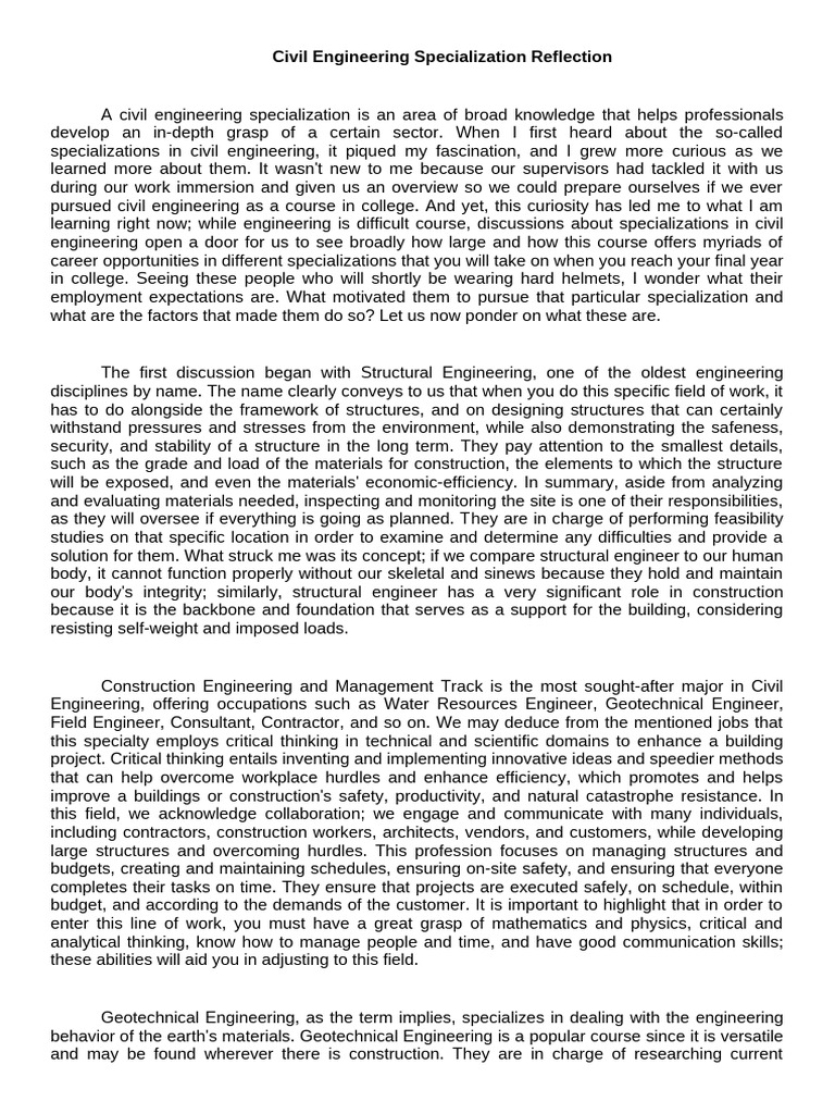 Civil Engineering Specializations Explained | PDF | Geotechnical ...