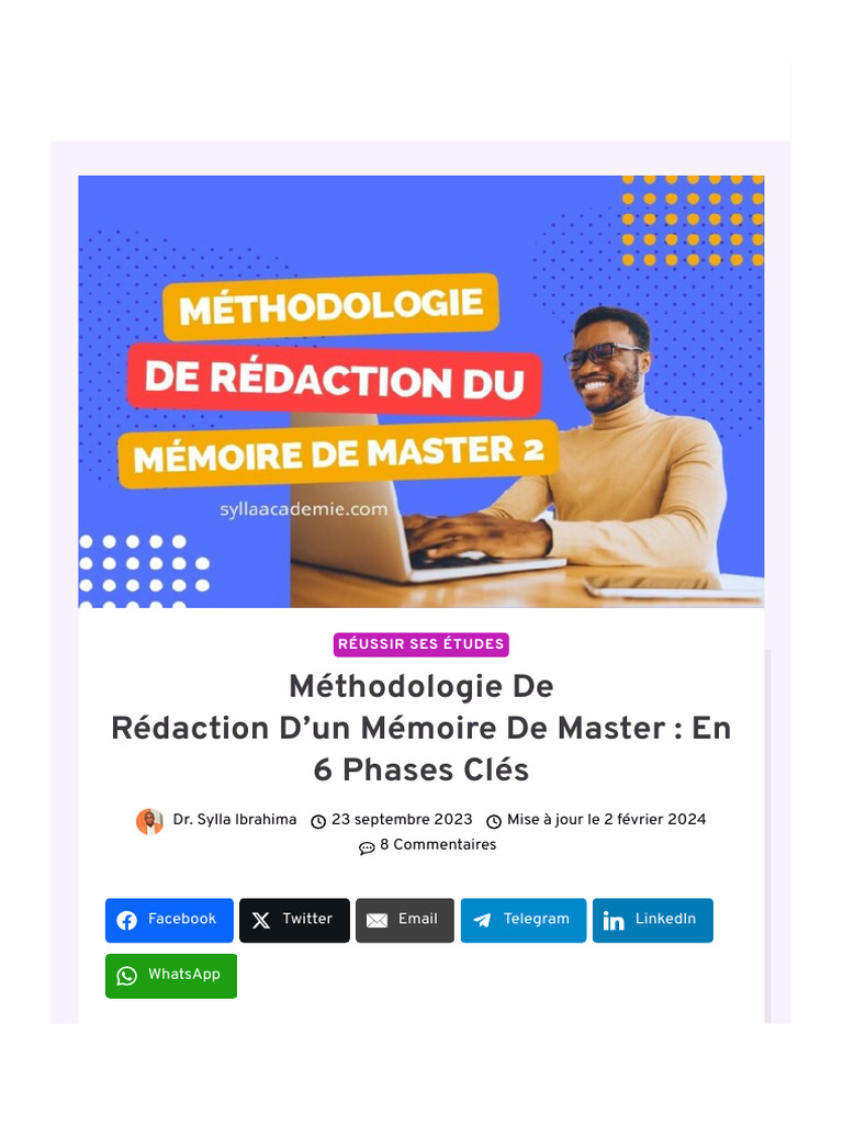 Méthodologie de Rédaction D'un Mémoire de Master 2 6 Phases PDF — free download
