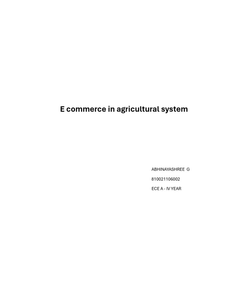 E Commerce in Agricultural System | PDF