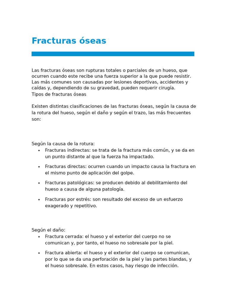 Tipos y Tratamientos de Fracturas Óseas | PDF | Hueso | Hombro