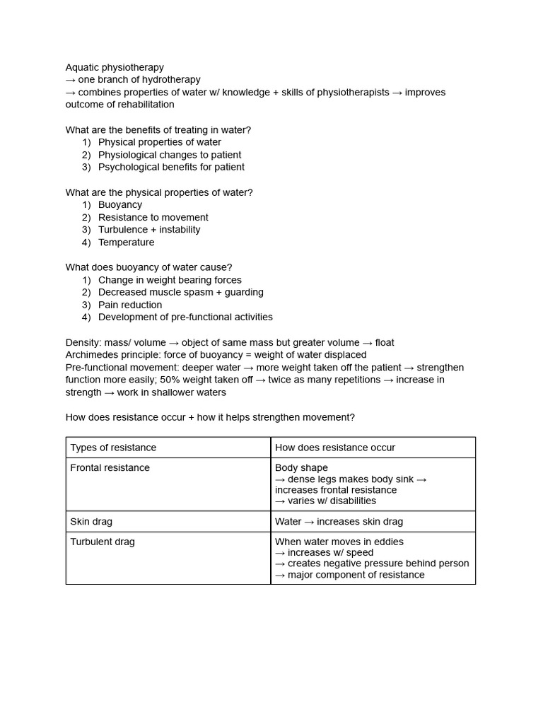 Benefits of Aquatic Physiotherapy | PDF | Buoyancy | Physical Therapy