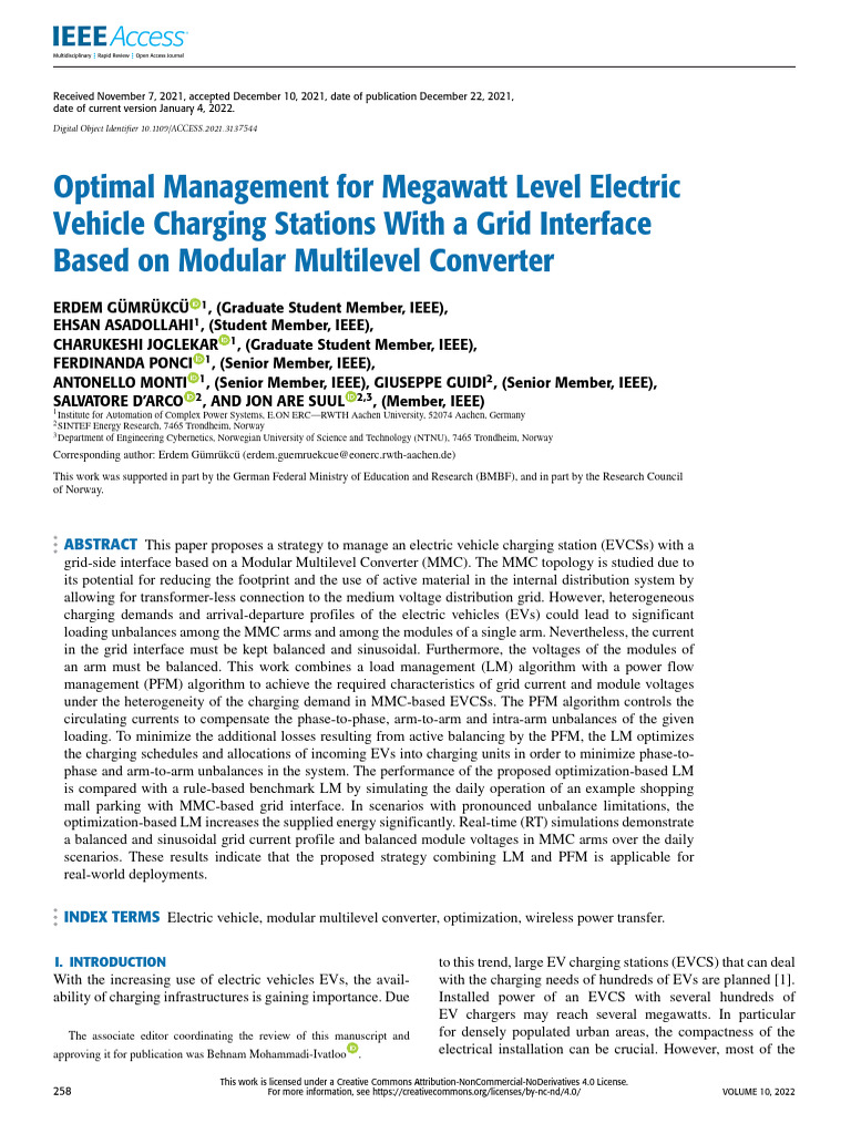 Optimal Management For Megawatt Level Electric Vehicle Charging ...