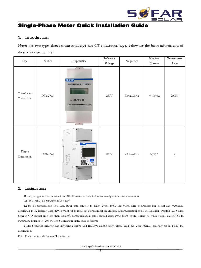 Energy Meter Chint DDSU666 Series Manual EN | PDF