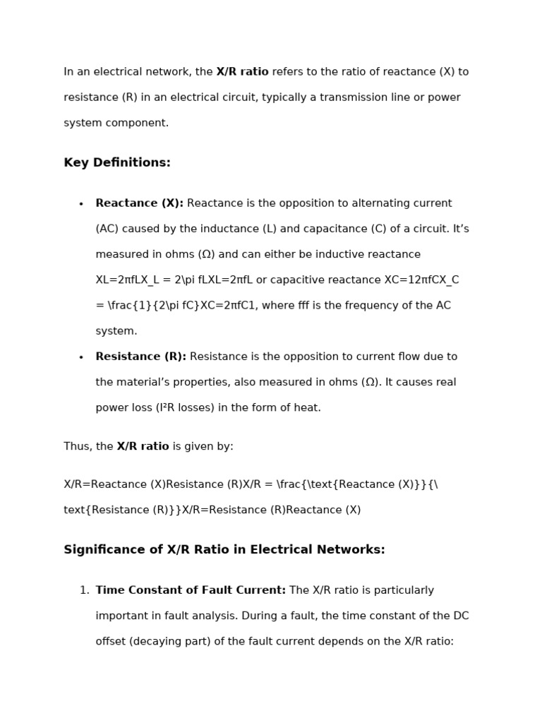 Understanding X/R Ratio in Power Systems | PDF | Electric Power ...