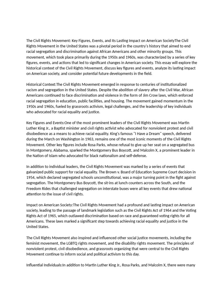 The Civil Rights Movement | PDF | Rosa Parks | Social Science