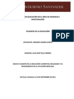 Filosofía de La Educación: Elementos, Realidades y Su Trascendencia en La Situación Mexicana