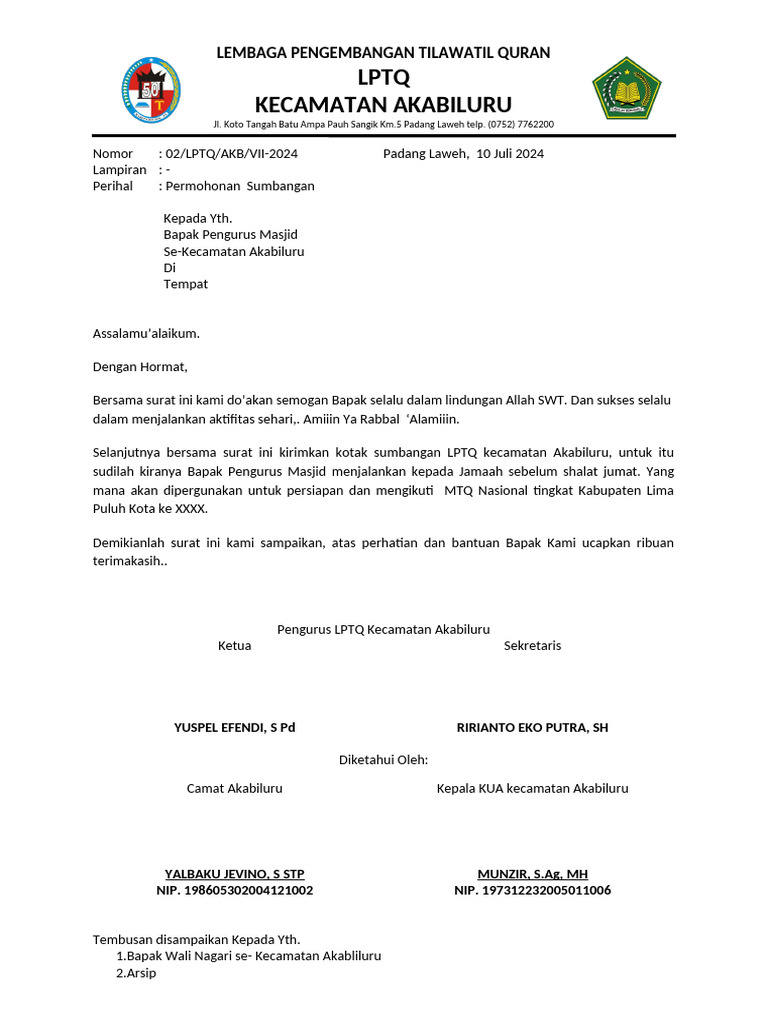 Surat LPTQ | PDF