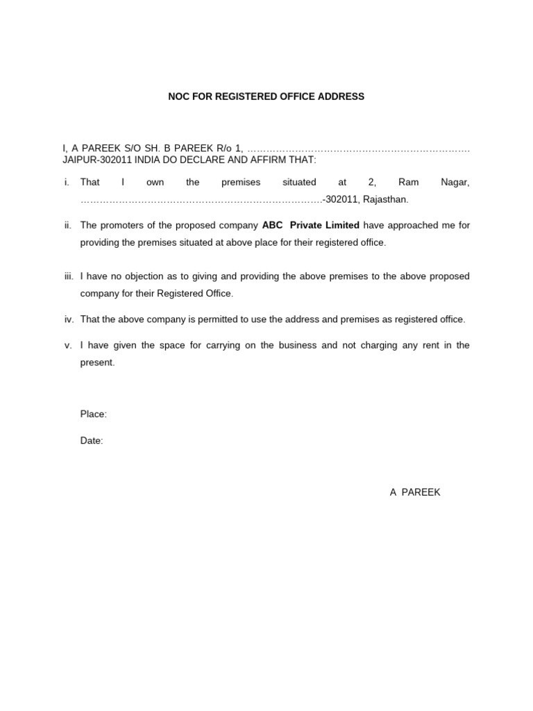 Noc for address proof for gst registration pdf