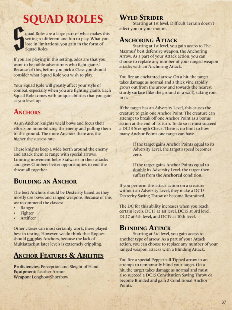 Squad role mechanics tales from cazilor pdf