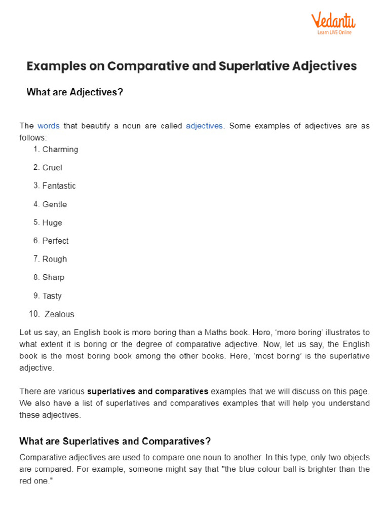 Examples On Comparative and Superlative Adjectives | PDF